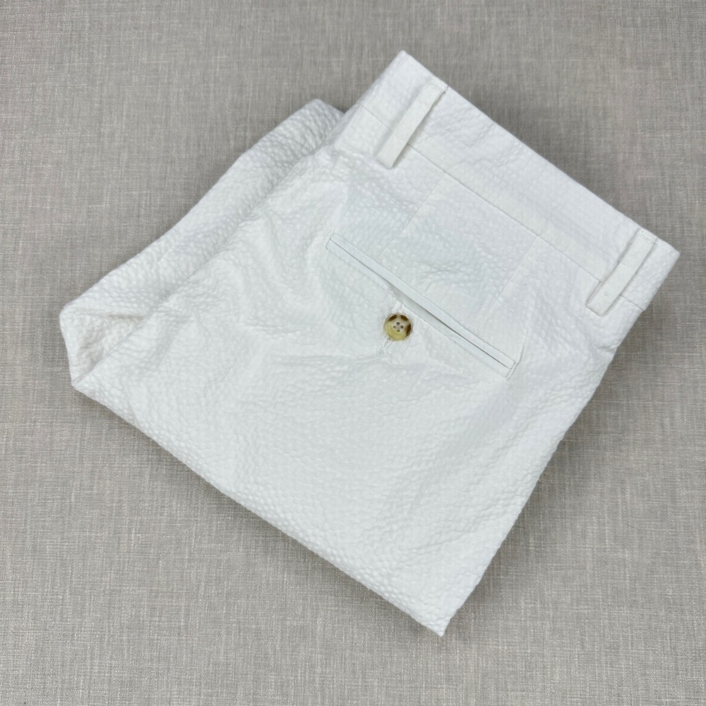 Haspel Seersucker Shorts Mens 34 White 100% Cotton Flat Front Summer Preppy